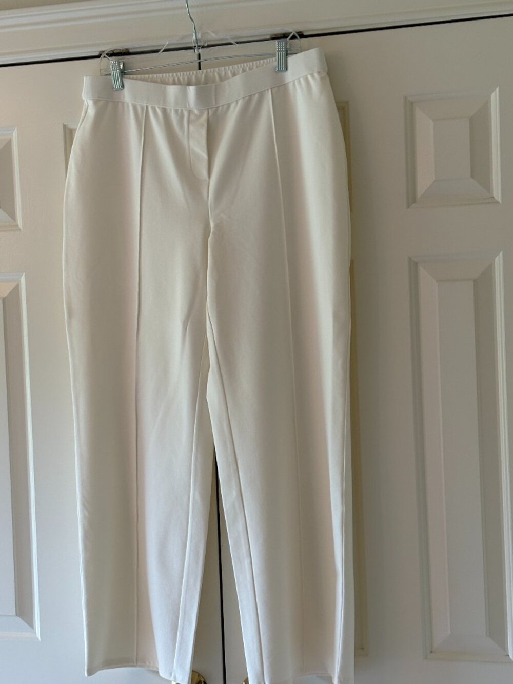 NWOT J. Jill Wearever Pull On Seamed Wide Leg Cream Dress Pants Sz L